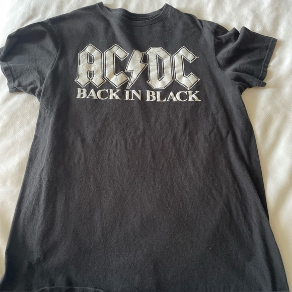 AC/DC | Shirts | Acdc Black Cotton Tee With White Logo | Poshmark